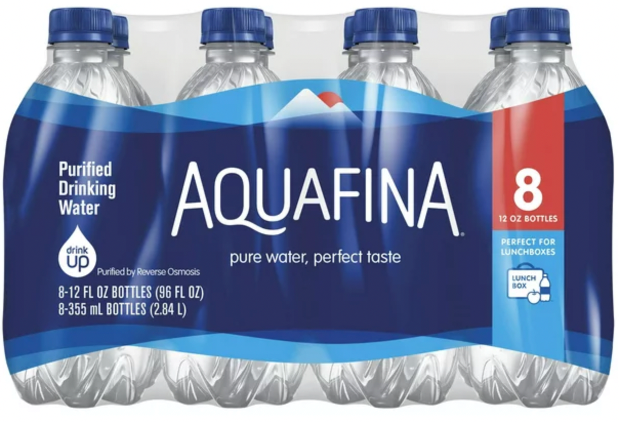 Aquafina Purified Bottled Drinking Water, 12 oz, 8 Pack Bottles
