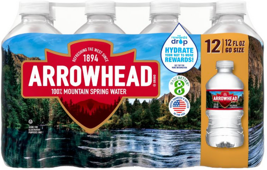 Arrowhead 100% Mountain Spring Water 12 Count Pack / 12 FL. OZ.