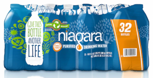 Niagara Purified Bottled Drinking Water 16.9 oz, 32 Pack Bottles