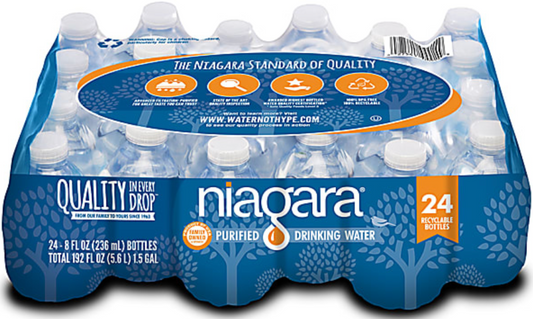 Niagara Purified Bottled Drinking Water 8 oz, 24 Pack Bottles
